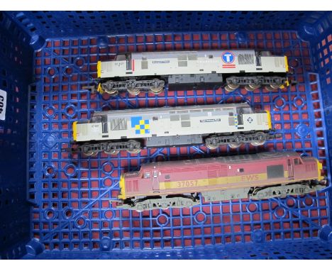 Three "OO" Gauge Unboxed Class 37 Diesel Locomotives, comprising of Hornby EWS R/No 37057 (weathered), Lima Railfreight R/No 