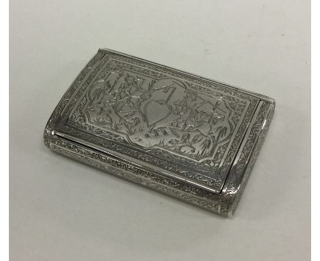 A good quality finely engraved Asian silver snuff box with hinged lid. Approx. 115 grams. Est. £100 - £150.