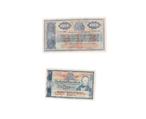 BRITISH LINEN BANK, FIVE POUNDS 20th September 1951, K/9 35/488, Anderson along with another 17th July 1964 (2)