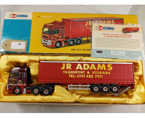 Manufacturer  - Corgi | Description - ERF ECT Olympic Curtainside - J R Adams (Newcastle) Ltd | Stock Code - AN13418 | Notes 