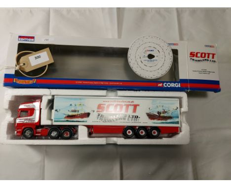 Manufacturer  - Corgi | Description - Scania R Series Topline Fridge Trailer - Scott Trawlers Ltd | Stock Code - CC13705 | No