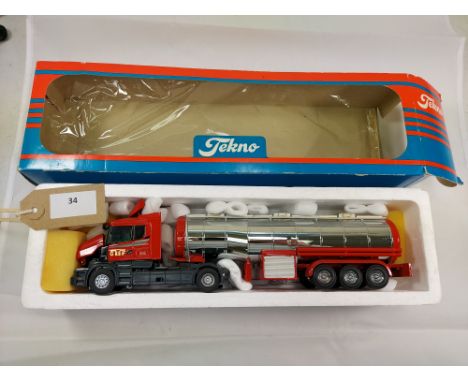 Manufacturer  - Tekno | Description - Scania T Tanker with GTF decals | Stock Code - ? | Notes - Damaged - box worn| Scale - 