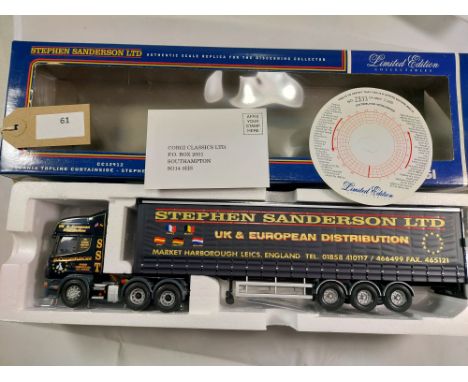 Manufacturer  - Corgi | Description - Scania Topline Curtainside - Stephen Sanderson Ltd | Stock Code - CC12912 | Notes - VGC