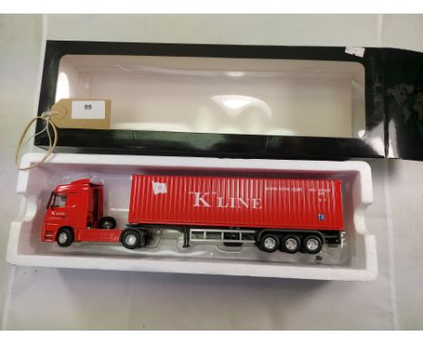 Manufacturer  - ? | Description - Mercedes Actros &amp; Container - K Line | Stock Code - ? | Notes - Damaged - Box worn| Sca