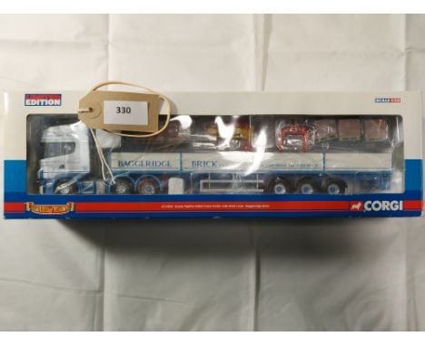 Manufacturer  - Corgi | Description - Scania Topline Sided Crane Trailer with Brick Load - Baggeridge Brick | Stock Code - CC