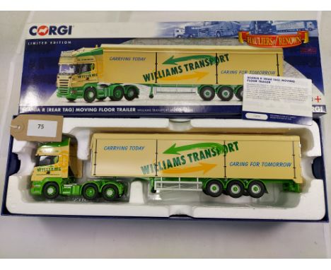 Manufacturer  - Corgi | Description - Scania R (Rear Tag) Moving Floor Trailer - Williams Haulage | Stock Code - CC13746 | No