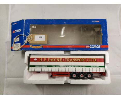Manufacturer  - Corgi | Description - Curtainside Trailer - H E Payne | Stock Code - CC19903 | Notes - GC - Box worn| Scale -