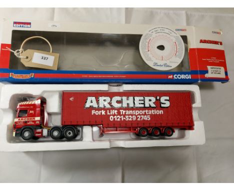 Manufacturer  - Corgi | Description - Scania Topline Step Frame Curtainside - Archers Transport | Stock Code - CC12927 | Note