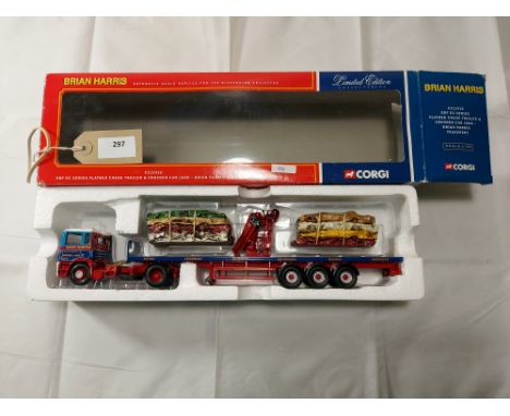 Manufacturer  - Corgi | Description - ERF EC Series Flatbed Crane Trailer &amp; Crushed Car Load - Brian Harris Transport | S