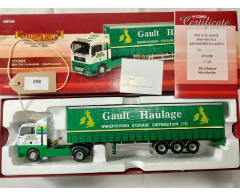 Manufacturer  - Corgi | Description - MAN TGA Curtainside - Gault Haulage | Stock Code - CC13428 | Notes - VGC - Box slight w