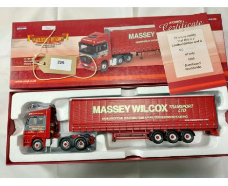 Manufacturer  - Corgi | Description - Mercedes Actros Curtainside - Massey Wilcox | Stock Code - CC13819 | Notes - VGC - Box 