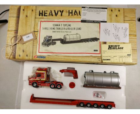 Manufacturer  - Corgi | Description - Scania T Topline &amp; 5 axle King Trailer/Boiler Load - Sandy Kydd Transport | Stock C