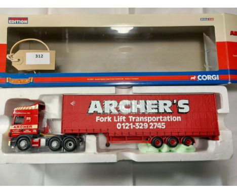 Manufacturer  - Corgi | Description - Scania Topline Step Frame Curtainside - Archers Transport | Stock Code - CC12927 | Note