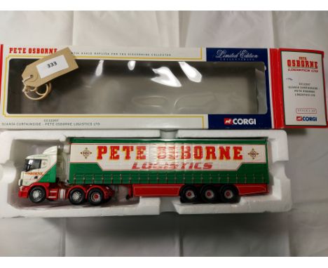 Manufacturer  - Corgi | Description - Scania Curtainside - Pete Osborne Logistics | Stock Code - CC12207 | Notes - Fair - Box