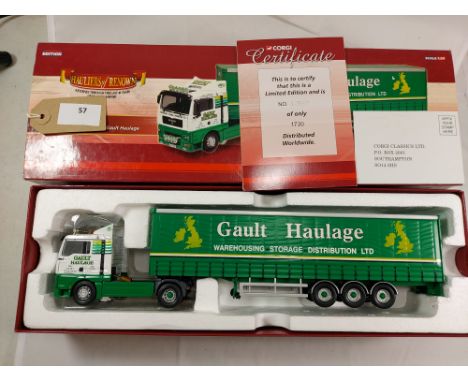 Manufacturer  - Corgi | Description - MAN TGA Curtainside - Gault Haulage | Stock Code - CC13428 | Notes - VGC-Box slight wea