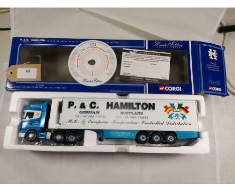 Manufacturer  - Corgi | Description - Scania Topline Fridge Trailer - P&amp;C Hamilton | Stock Code - CC12906 | Notes - VGC-B