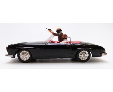 Tri-and Scalextric model motor racing/ slot car James Bond Mercedes Benz 190SL 'Bandit' car with black body, red interior, ch