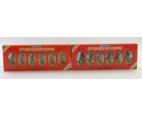 Two Britains British Regiments diecast model soldier sets Gordon Highlanders 7245 and Gordon Highlanders Officer Piper and 5 