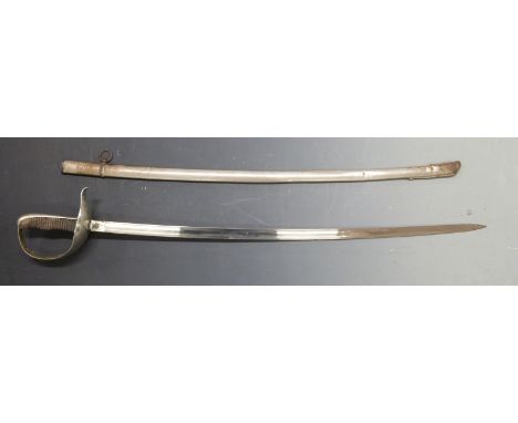 Spanish late 19thC style trooper's Cavalry sword byToledo, blade length 77cm, with metal scabbard