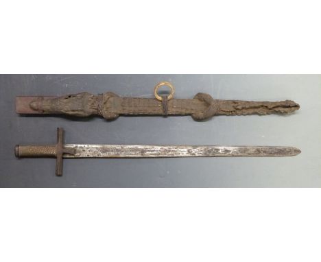 Eastern small sword with 57cm blade, with crocodile or similar scabbard&nbsp;