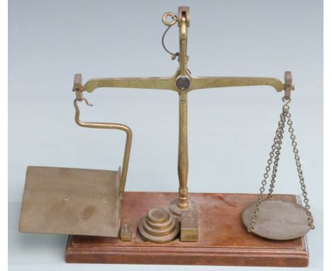 Victorian Degrave &amp; Co, London, GPO postage scales with square and flat stacking weights to base, marked to frame and lar