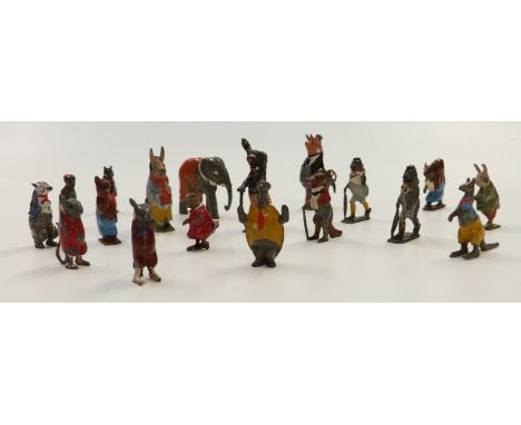 Eighteen Britains Cadbury Cococubs lead model animals including Tiny Tusks, Freddie Frog, Will Mouse, Captain Kangaroo, Mr &a