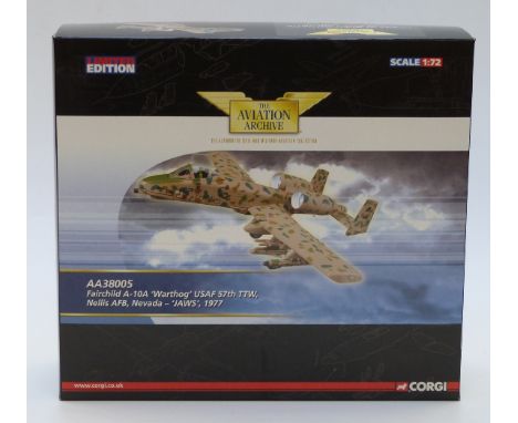 Corgi The Aviation Archive 1:72 scale limited edition diecast model Fairchild A-10A 'Warthog' AA38005, in original box