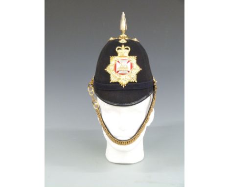 British Army Royal Gloucestershire, Berkshire &amp; Wiltshire (R.G.B.W) band blue cloth helmet complete with strap&nbsp;
