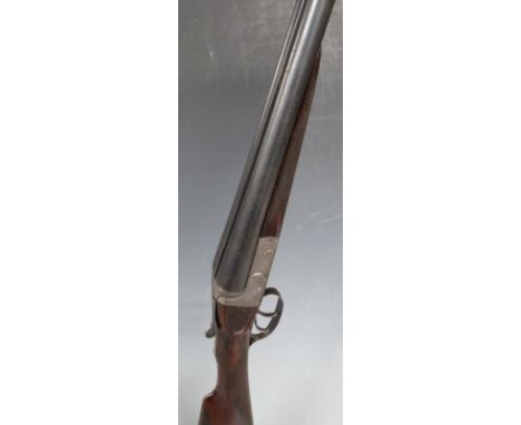 John Blanche &amp; Son 12 bore side by side shotgun with named and engraved locks, engraved trigger guard, underside, top str