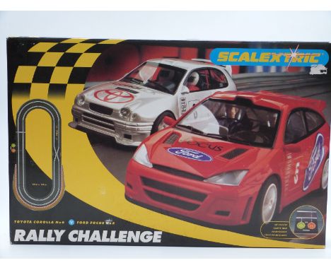 Scalextric Rally Challenge model slot car racing set C1057, in original box