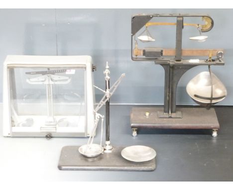 Cased Griffin laboratory scales, W &amp; T Avery Ltd ratio scales&nbsp;and a&nbsp;set of chrome CWS scales