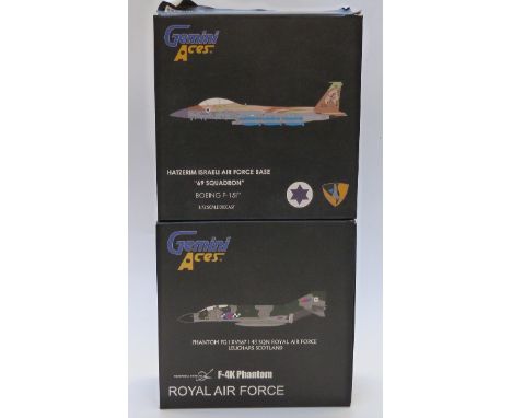 Two Gemini 1:72 scale diecast model aeroplanes Boeing F-151 GAIAF7002 and F-4K Phantom GARAF4004, both in original boxes&nbsp