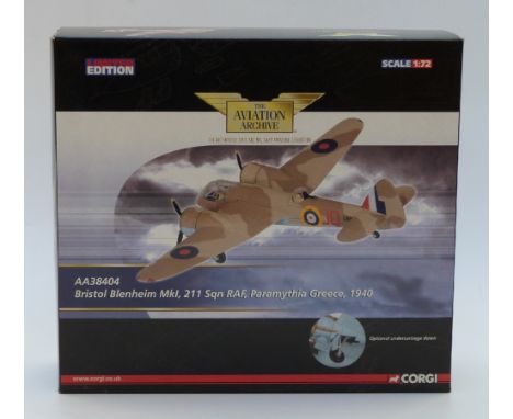 Corgi The Aviation Archive 1:72 scale limited edition diecast model Bristol Blenheim MK1 AA38404, in original box