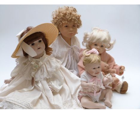 Four various collectors' dolls including Zapp Designer Collection, Titus Tomescue Cute As A Button and Armand Marseille, larg
