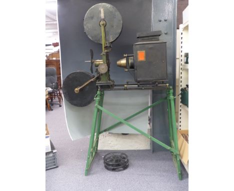 Gaumont Paris early 20th century hand cranked 35mm cinema film projector number 15783, on stand