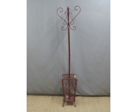 Wrought iron style hall stand or coat and stick/umbrella stand, height 174cm