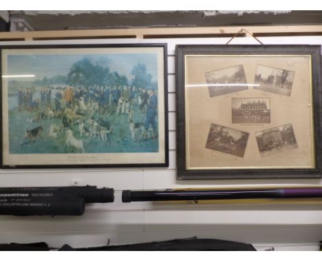 Terence Cuneo print 'The Eastern Countries Otter Hounds' together with a collage of photographs of various hunts including Be