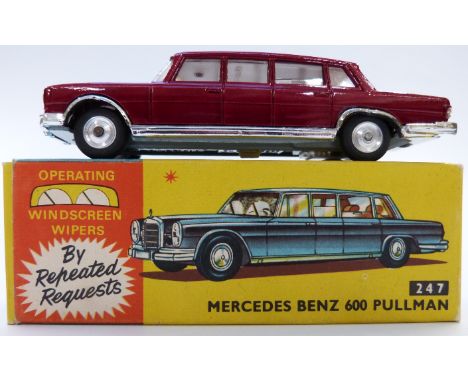 Corgi Toys diecast model Mercedes Benz 600 Pullman with maroon body and beige interior 247, in original box.&nbsp;