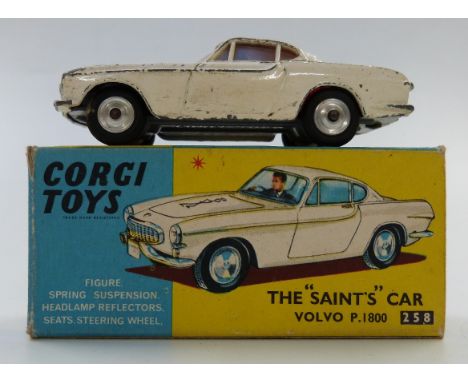 Corgi Toys diecast model The 'Saint's' Car Volvo P.1800 with cream body, red interior and spun hubs 258, in original box.&nbs