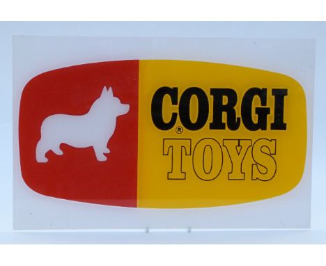 Corgi Toys acrylic shop display / advertising sign, 25 x 39cm