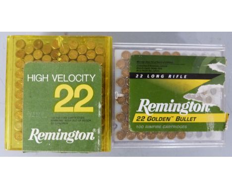 One hundred and fifty Remington .22 rifle cartridges, in original boxes. PLEASE NOTE THAT A VALID RELEVANT FIREARMS/SHOTGUN C