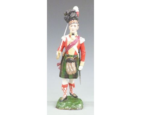 Sitzendorf porcelain figure of a Seaforth Highlander 1815, 28cm tall&nbsp;&nbsp;