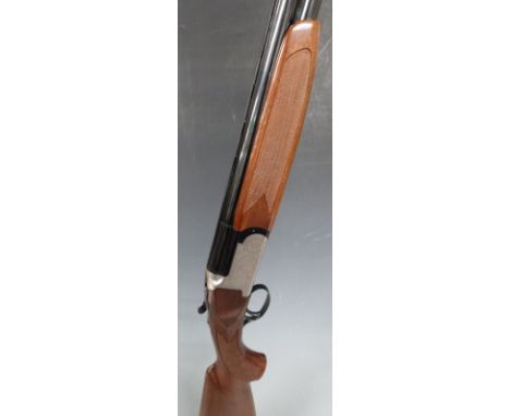 Luigi Franchi 12 bore over and under ejector shotgun with named lock, all over scrolling engraving, chequered semi-pistol gri