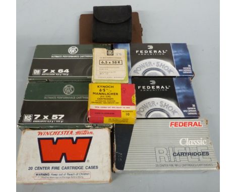 One hundred and thirty three various calibre rifle cartridges including 7mm, 6.5 Mannlicher, .45-70, .300 Win, 7x57, 7x64 etc