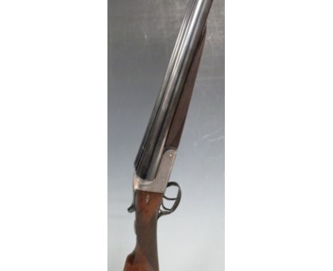 Lloyd &amp; Son 12 bore side by side ejector shotgun with named lock, border engraved lock, trigger guard, top plate, thumb l