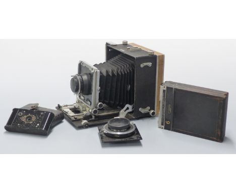 MPP 5x4 Micro Technical Camera together with two Wray of London lenses, one 89mm wide angle f 6.3, the other 184mm f 4.5, thr