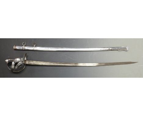 Italian 1873 pattern officer's sword, the decorated blade stamped Gilardoni Milano, blade length 80cm, with metal scabbard