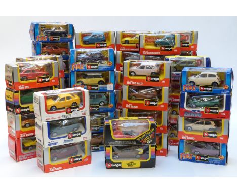 Sixty Burago 1:43 scale diecast model cars including Street Fire, Alfa Romeo, Fiat etc, all in original boxes&nbsp;