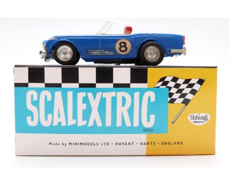 Tri-ang Scalextric model motor racing/ slot car Triumph TR4A racing car with blue body, beige interior, chrome bumpers and hu