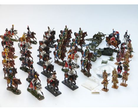 Over 50 various Del Prado model cavalry and infantry soldiers together with various cannons and accessories.&nbsp;